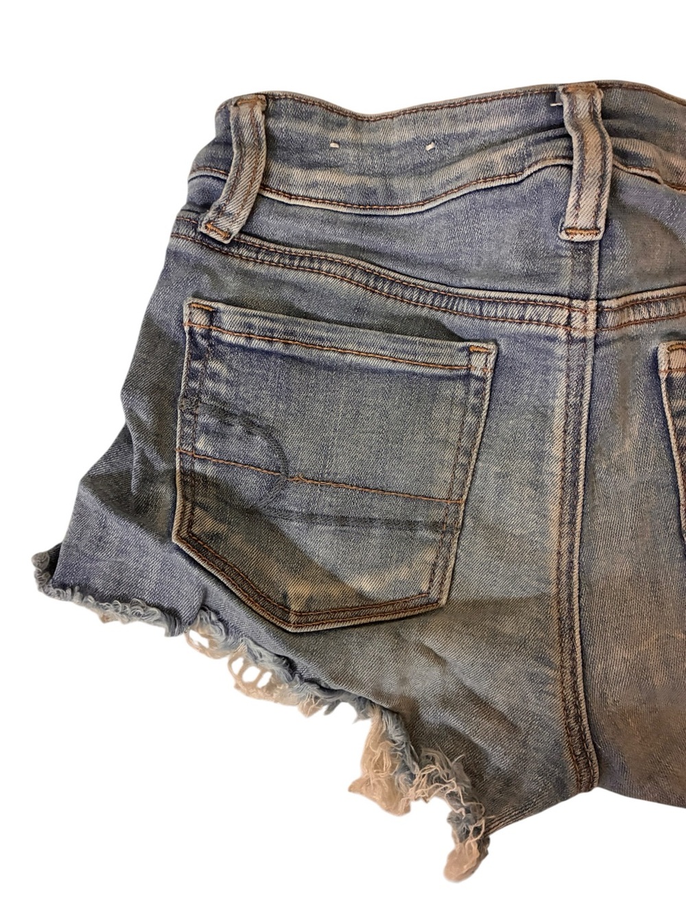 American Eagle | Distressed lightwash crochet detail denim shorts size 0 - Picture 7 of 11